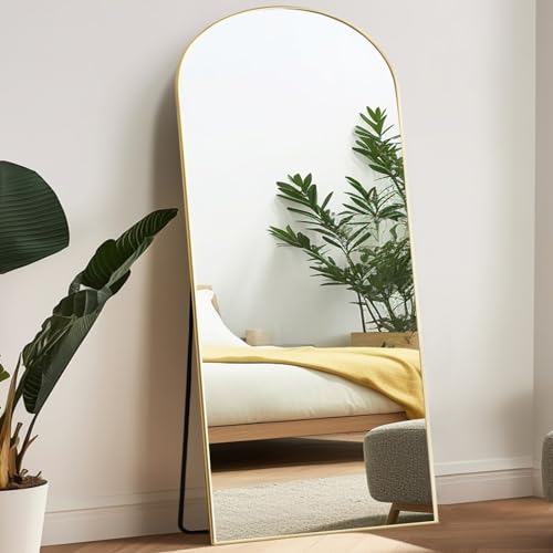 Melodieux Bogen Ganzkörperspiegel 192x85cm in voller Länge Großer Freistehender Spiegel Gold Aluminiumrahmen Ankleidespiegel Wandmontierter Wand Hängend Gelehnt Spiegel für Wohnzimmer Schlafzimmer von Melodieux