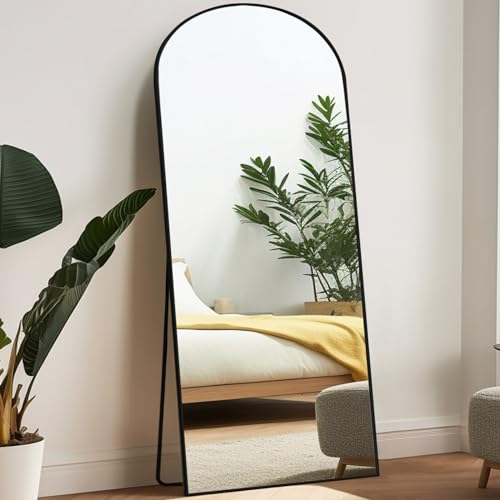 Melodieux Bogen Ganzkörperspiegel 192x85cm in voller Länge Großer Freistehender Spiegel Schwarz Aluminiumrahmen Ankleidespiegel Wandmontierter Wand Hängend Gelehnt Spiegel für Wohnzimmer Schlafzimmer von Melodieux