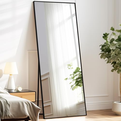 Melodieux Ganzkörperspiegel 192x85cm in voller Länge Großer Freistehender Spiegel Schwarzer Aluminiumrahmen Ankleidespiegel Wandmontierter Wand Hängend Gelehnt Spiegel für Wohnzimmer Schlafzimmer von Melodieux