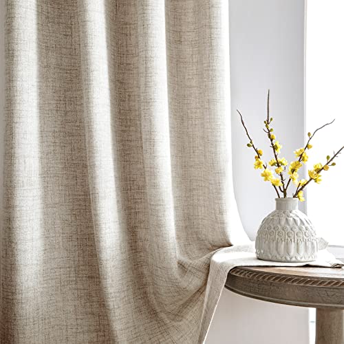 Melodieux Gardinen mit Kräuselband Beige Leinen Optik Halbfrei Vorhänge 2er Set, 245x140cm Melodieux Gardinen mit Kräuselband Beige Leinen Optik Halbfrei Vorhänge 2er Set, 245x140cm von Melodieux