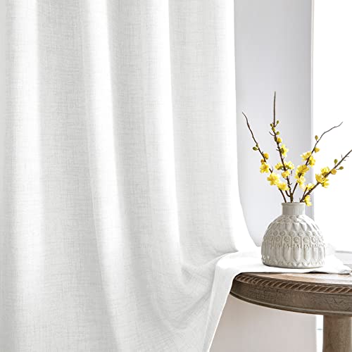 Melodieux Gardinen mit Kräuselband Weiss Leinen Optik Halbfrei Vorhänge 2er Set, 210x140cm Melodieux Gardinen mit Kräuselband Weiss Leinen Optik Halbfrei Vorhänge 2er Set, 210x140cm von Melodieux