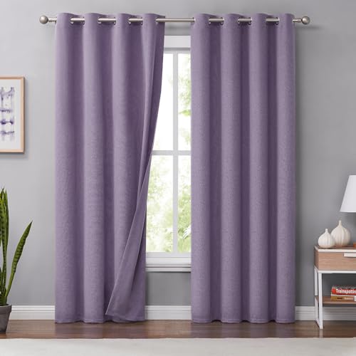 Melodieux Lila Leinen Verdunkelungsvorhänge 213 cm lang für Schlafzimmer, Wohnzimmer, rustikale Jute, wärmeisoliert, Raumverdunkelung, Ösen, Vorhänge, 127 x 213 cm, 2 Paneele Melodieux Lila Leinen Verdunkelungsvorhänge 213 cm lang für Schlafzimmer, Wohnzimmer, rustikale Jute, wärmeisoliert, Raumverdunkelung, Ösen, Vorhänge, 127 x 213 cm, 2 Paneele von Melodieux