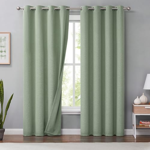 Melodieux Vorhänge Gardinen 100% Blickdicht Leinenoptik 140x260cm, Grün, 2er Set Melodieux Vorhänge Gardinen 100% Blickdicht Leinenoptik 140x260cm, Grün, 2er Set von Melodieux