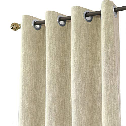 Melodieux Vorhänge Verdunkelung Gardinen Blickdicht Leinenoptik für Wohnzimmer Schlafzimmer, Beige 229x117cm - 1 Stück von Melodieux