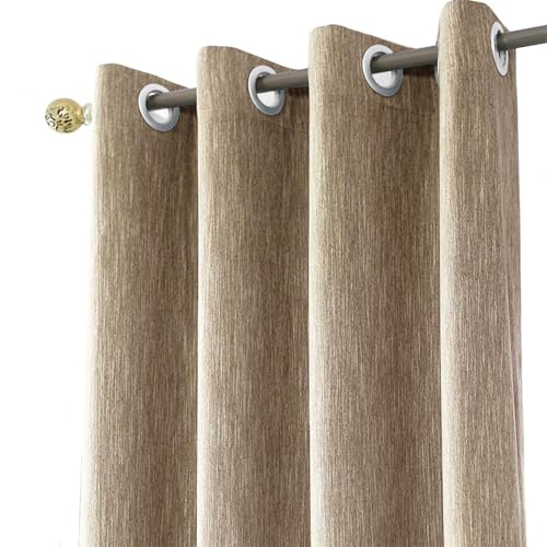 Melodieux Vorhänge Verdunkelung Gardinen Blickdicht Leinenoptik für Wohnzimmer kinderzimmer Schlafzimmer, Braun 183x117cm - 1 Stück von Melodieux