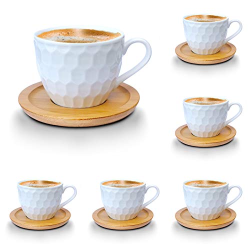 Kaffeetassen Teetassen Espressotassen-Set weiss Porzellan Tassen Teeservice Kaffeeservice mit Untertassen 12-Teilig (100ml, Mod2) von Melody