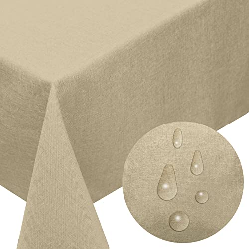 Melody® Tischdecke Textil Leinen-Optik Easy-Clean-Effekt fleckschutz abwaschbar schmutzabweisend strapazierfähig wasserabweisend (eckig 130 x 220 cm, Sand) von Melody