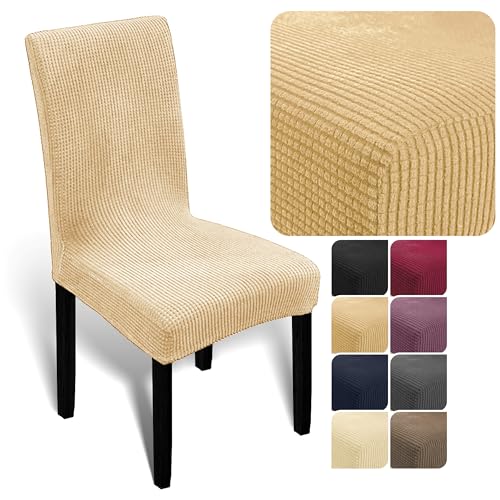 Melody stuhlbezug stuhlschoner stuhlhussen schwingstuhl Stuhlüberzug weich aus elastischem Material, Universalgröße für Esszimmer- und Schwingstühle (Creme, 2er-Pack) von Melody