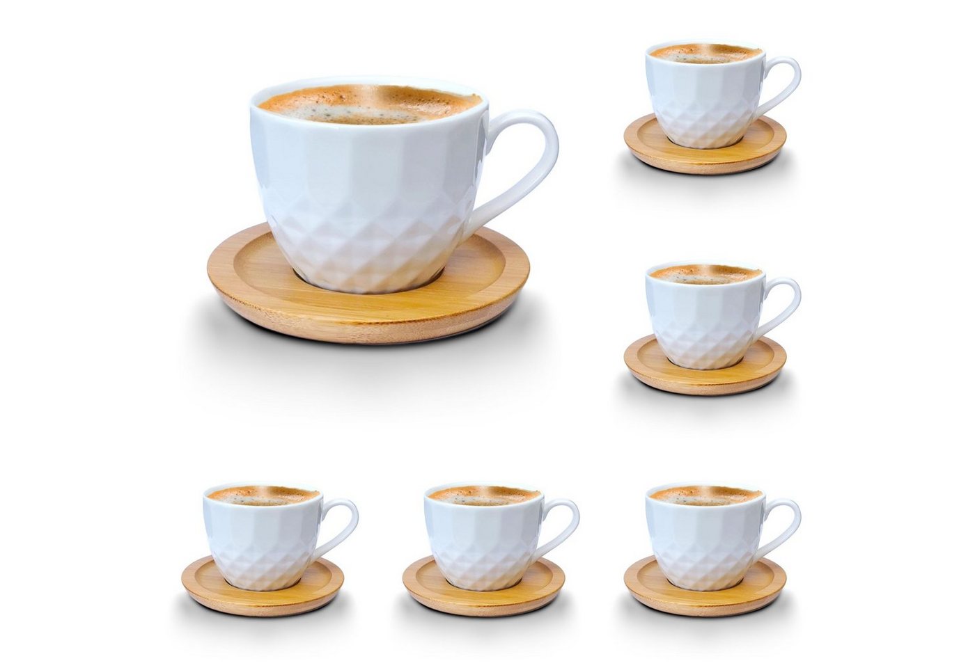 Melody Tasse Porzellan Tassen Set Teeservice Kaffeeservice mit Untertassen 12-Teilig, Porzellan, Espressotassen, 6er-Set, mit Untertassen von Melody