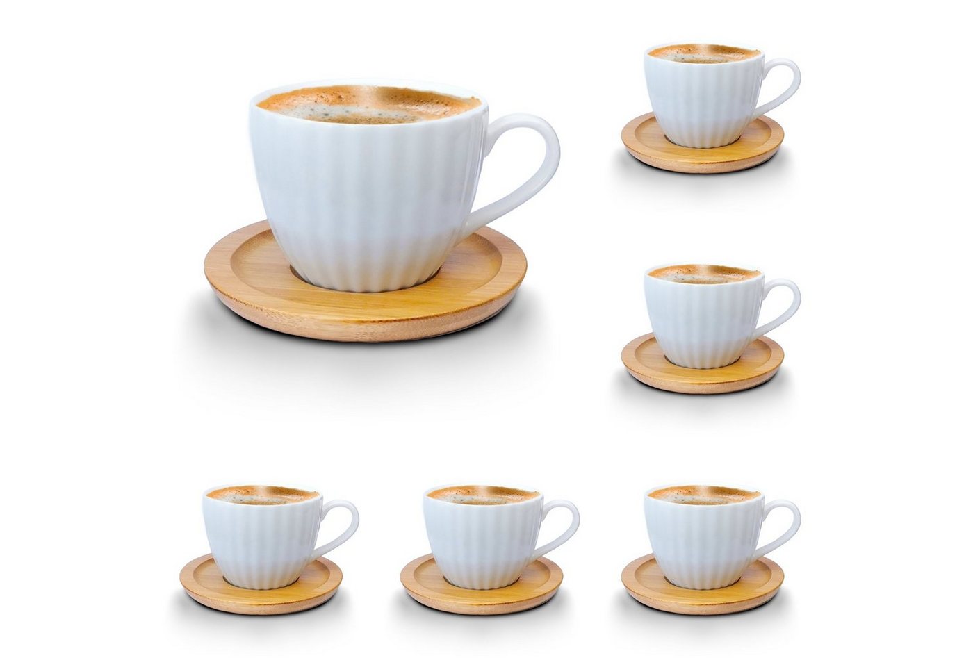 Melody Tasse Porzellan Tassen Set Teeservice Kaffeeservice mit Untertassen 12-Teilig, Porzellan, Espressotassen, 6er-Set, mit Untertassen von Melody