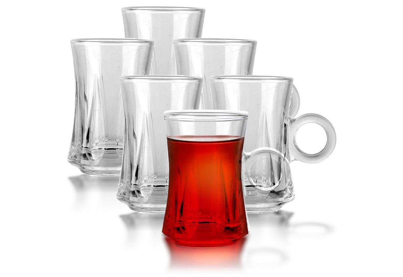 Melody Teeglas Teetassen Glastassen 6er Set mit Griff für 6 Personen spülmaschinenfest Trinkgläser für Tee Schwarztee Cay, 6-teilig von Melody