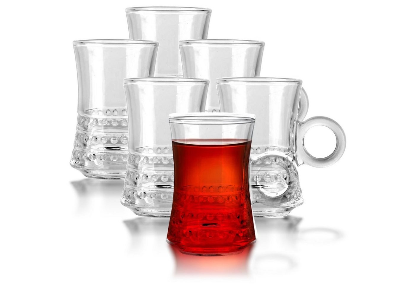 Melody Teeglas Teetassen Glastassen 6er Set mit Griff für 6 Personen spülmaschinenfest Trinkgläser für Tee Schwarztee Cay, 6-teilig von Melody