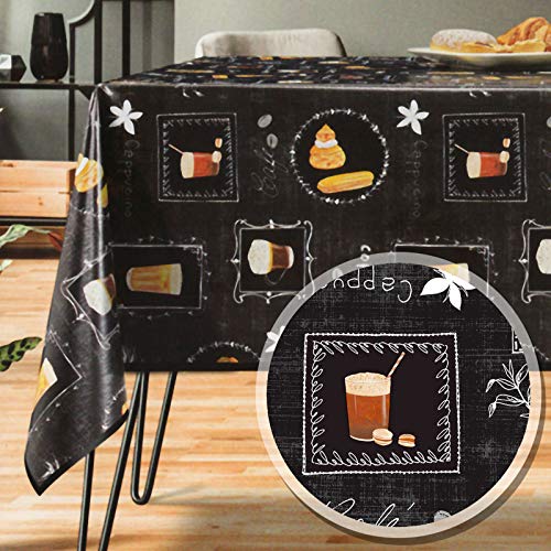 Wachstuch Tischdecke 100 x 140 cm eckig Kaffe Kuchen schwarz #6212-01 von Melody