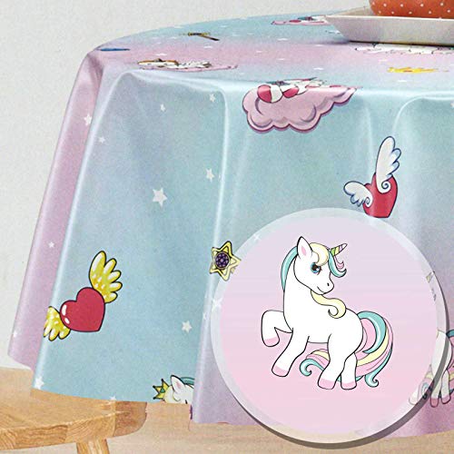 Wachstuch Tischdecke abwaschbar 200 x 140 cm eckig Einhorn Kindermotiv wachstischdecke meterware #6181-00 von Melody