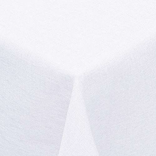 Textil Tischdecke Leinen-Optik 110x140cm eckig mit Fleck-Schutz Weiss *wasserabweisend* Farbe wählbar von Melody