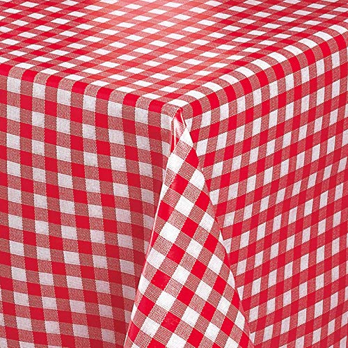 Wachstuch Tischdecke abwaschbar 240 x 140 cm eckig karo rot zuschneidbar #1112-02 von Melody