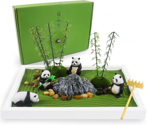 Panda Mini-Zen-Garten für Schreibtisch, 27,9 x 20,3 cm, automatische Zen-Garten-Sandschale, japanische Schreibtischdekoration, Zen-Gartenzubehör-Set, Zen-Dekor, Panda-Geschenke, Rechen, Panda Mini-Zen-Garten für Schreibtisch, 27,9 x 20,3 cm, automatische Zen-Garten-Sandschale, japanische Schreibtischdekoration, Zen-Gartenzubehör-Set, Zen-Dekor, Panda-Geschenke, Rechen, von Melonva