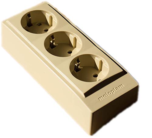 Aufputz Steckdose Creme Holz Schuko 250v 16A CE 3Fach IP30 von Meloplam
