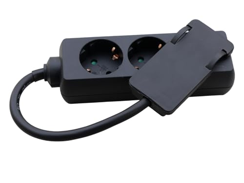 Steckdose 3Fach Schwarz Flach Stecker Möbel Schwarz CE mit kurzem Kabel (2) von Meloplam