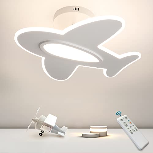 Kinderzimmer lampe Junge 40cm丨30W Flugzeug-Deckenlampe dimmbar mit Fernbedienung, 3000K~6000K Deckenleuchte Kinderzimmer, Babyzimmer, Der Traum eines Jungen, mit Nachtlichtfunktion, Memory-Funktion von Meloweel