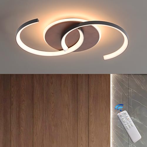 Meloweel LED Deckenleuchte Holz dimmbar, Walnuss schwarz „S“ 2-Ringe Modern Deckenlampe, 32W 50cm 3200lm 3000K-6000K mit Fernbedienung, Schlafzimmerlampe, Flurlicht, Memory-Funktion, 4W Nachtlicht Meloweel LED Deckenleuchte Holz dimmbar, Walnuss schwarz „S“ 2-Ringe Modern Deckenlampe, 32W 50cm 3200lm 3000K-6000K mit Fernbedienung, Schlafzimmerlampe, Flurlicht, Memory-Funktion, 4W Nachtlicht von Meloweel