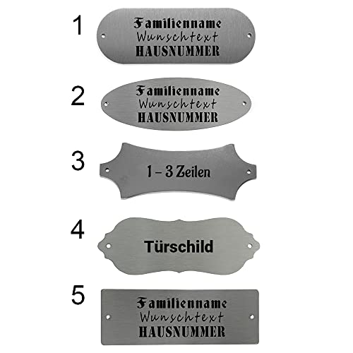 EDELSTAHL TÜRSCHILD Namensschild XL mit Text Personalisiert GRAVUR Hausnummer von Melsaro