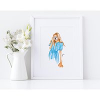 Kunstdruckpicture Perfect | Fashion Illustration Print - Sommerliche Fotografin Kunst Schicke Kamerakunst Von Melsy's Illustrations von MelsysIllustrations