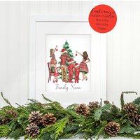 Personalisiertes Feiertags Familien Porträt By Melsy's Illustrationen | Spezialangefertigtes | Weihnachtsgeschenke Personalisierte von MelsysIllustrations