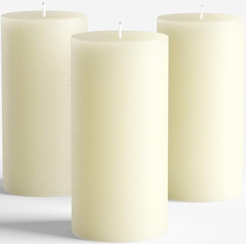 Melt Candle Co. Stumpenkerzen Groß (3er Set) - Duftfreie Weiße Kerzen für Haushalt, Feiern, Deko - Raucharm - 15cm Hoch, 7,5cm Durchmesser - Brenndauer 70 Std. von Melt Candle Company