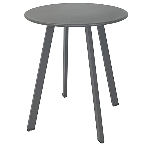 Meluvici Outdoor-Beistelltisch, wetterbeständig, Terrasse, klein, für den Innen- und Außenbereich, rund, Metall, Stahl, kleiner Beistelltisch, wasserdichter Beistelltisch für Garten, Balkon, Hof, Grau von Meluvici