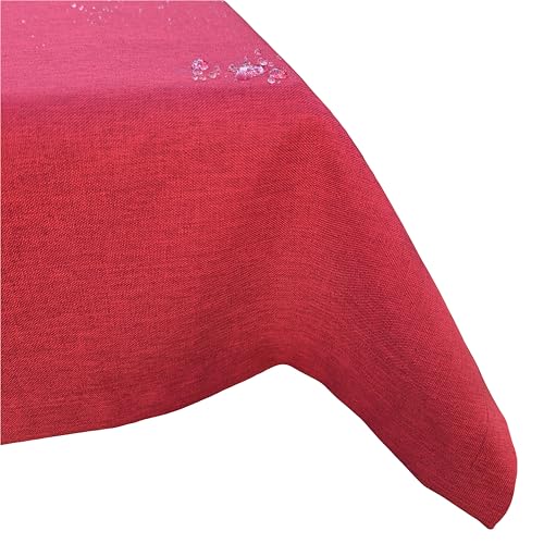 Abwaschbare Fleckenabweisende Leinenoptik Tischdecke (Weinrot 130x160cm Eckig) hohe Stoffdichte GSM240g/m² Fleckschutz Lotuseffekt Wasserabweisende Kratzfeste Tischdecken Eckig/Oval/Rund viele Größen von MelyshaHome