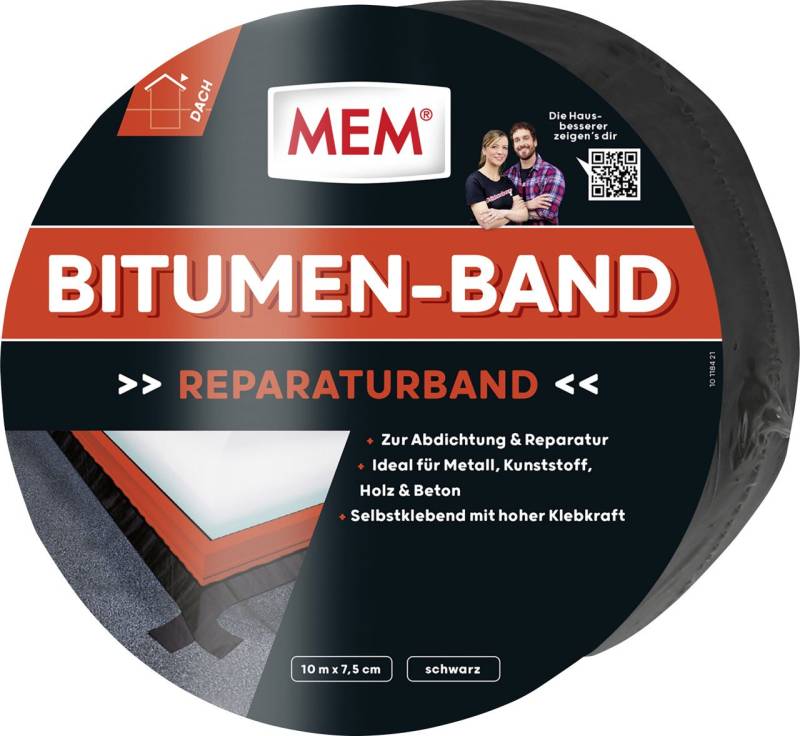 MEM Bitumen-Band 10 m x 7,5 cm schwarz von Mem