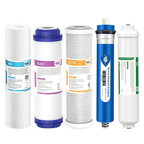 Umkehrosmosefilter Membrane Solutions 75 GPD Komplettes filterset für Unterspüle 5-stufige Umkehrosmose Ersatz Wasserfilteranlage von Membrane Solutions