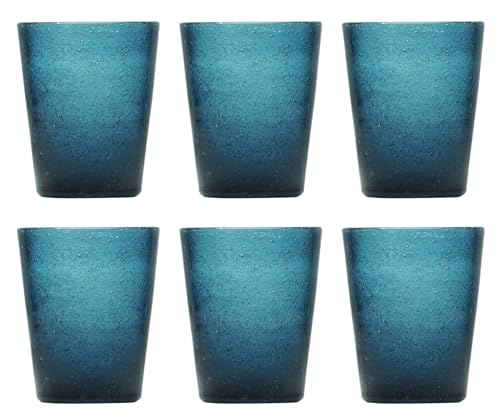 Memento Set mit 6 Gläsern aus reinem Glas ohne Stiel Deep Blue von Memento