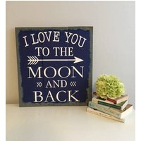Ich Liebe Dich Bis Zum Mond Und Zurück. Schild Aus Holz. Rustikale Einrichtung Ich Liebe Dich Bis Zum Mond Und Zurück. Schild Aus Holz. Rustikale Einrichtung von MemesonMainStreet