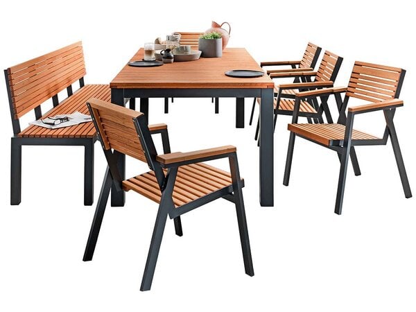 memo Gartenmöbel-Set 'Berrissimo', 7-teilig, 5 Sessel, 1 Tisch, 1 Bank 180 cm von Memo