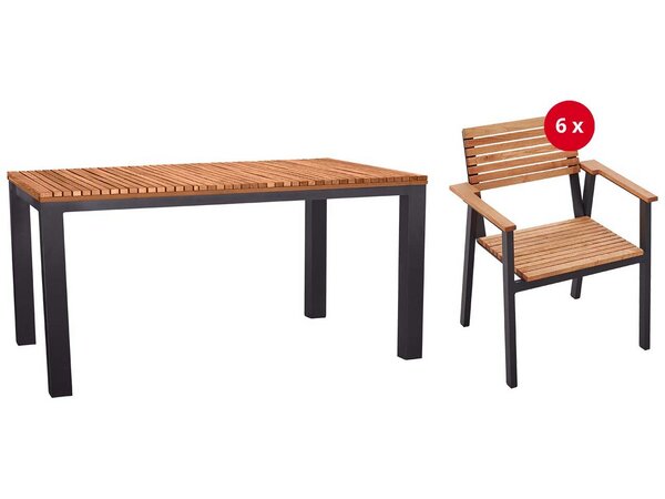 memo Gartenmöbel-Set 'Sassa' 7-teilig, 6 Sessel, 1 Tisch 150 x 90 cm von Memo
