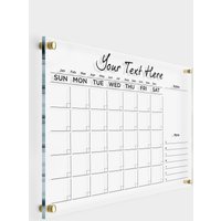 Acrylkalender Gold Text | Monatliche Trocken Abwischbare Tafel Benutzerdefinierter Wandkalender Mit Randnotizen Monatlicher Wochenkalender 2025 von MemoCustomAcrylics