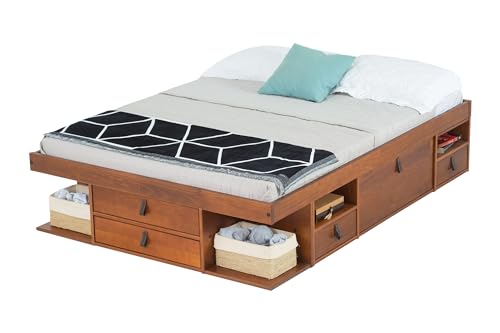 Bett mit Stauraum 140x200 Karamell – Bali Bett mit Bettkasten & Lattenrost, ideal für kleine Schlafzimmer – Praktisch, robust & stilvoll von Memomad
