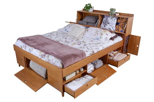 Memomad Inspirierendes Vintage Design Amalfi Bett 160x200 mit Kopfteil Aus Massiv Holz Mit Stauraum Und Schubladen - Perfekte Kreative Raumlösung Für Kleine Zimmer von Memomad