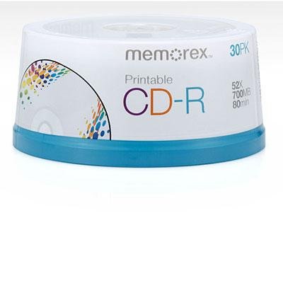 Memorex Ink Jet Printable Surface-r 30 Pack Spindle CD-R 700 MB 3Stück (S) – CD-RW Rohlinge (CD-R, 700 MB, 3 Stück (S), 120 mm, 80 Min, 52 x) von Memorex