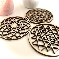 Untersetzer - Blume Des Lebens | Heilige Geometrie Wohndekoration Lebensblume Torus Sriyantra Dekoration Aus Holz von Memoria3DDesign