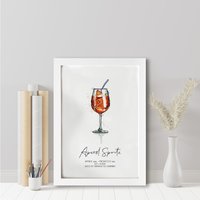 Aperol Spritz Rezept Kunstdruck Cocktail Poster von Memorology