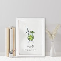 Mojito Cocktail Rezept Print Barwagen Wand Kunst Mojito Cocktail Rezept Print Barwagen Wand Kunst von Memorology