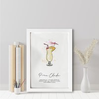 Pina Colada Rezept-Druck Aquarell Cocktail-Kunst Pina Colada Rezept-Druck Aquarell Cocktail-Kunst von Memorology