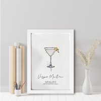 Vesper Martini Rezept Druck Aquarell Cocktail Kunst Vesper Martini Rezept Druck Aquarell Cocktail Kunst von Memorology