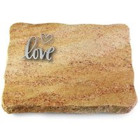 Granit Grabplatte 40x30x5cm Im Material Kashmir, Oberfläche Poliert - Kanten Gesprengt Inklusive Inschrift Und Aluminium-Ornament von MemorumGrabmale
