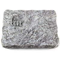 Granit Grabplatte 40x30x5cm Im Material Marina Blue, Oberfläche Poliert - Kanten Gesprengt Inklusive Inschrift Und Aluminium-Ornament von MemorumGrabmale