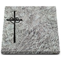 Granit Rasengrabplatte 40x40x5cm Im Material Marina Blue Oberfläche Und Kanten Poliert Inklusive Inschrift Ornament von MemorumGrabmale