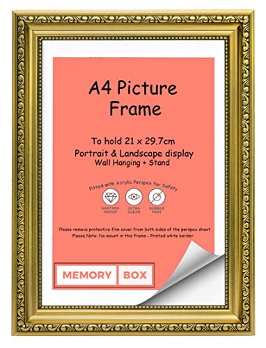 Memory Box Bilderrahmen mit Plexiglas, A4, goldfarben von Memory Box